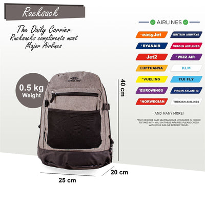 Backpack Rucksack 40x 20 x25cm Underseat Travel Cabin Bag for Ryanair, Easy Jet