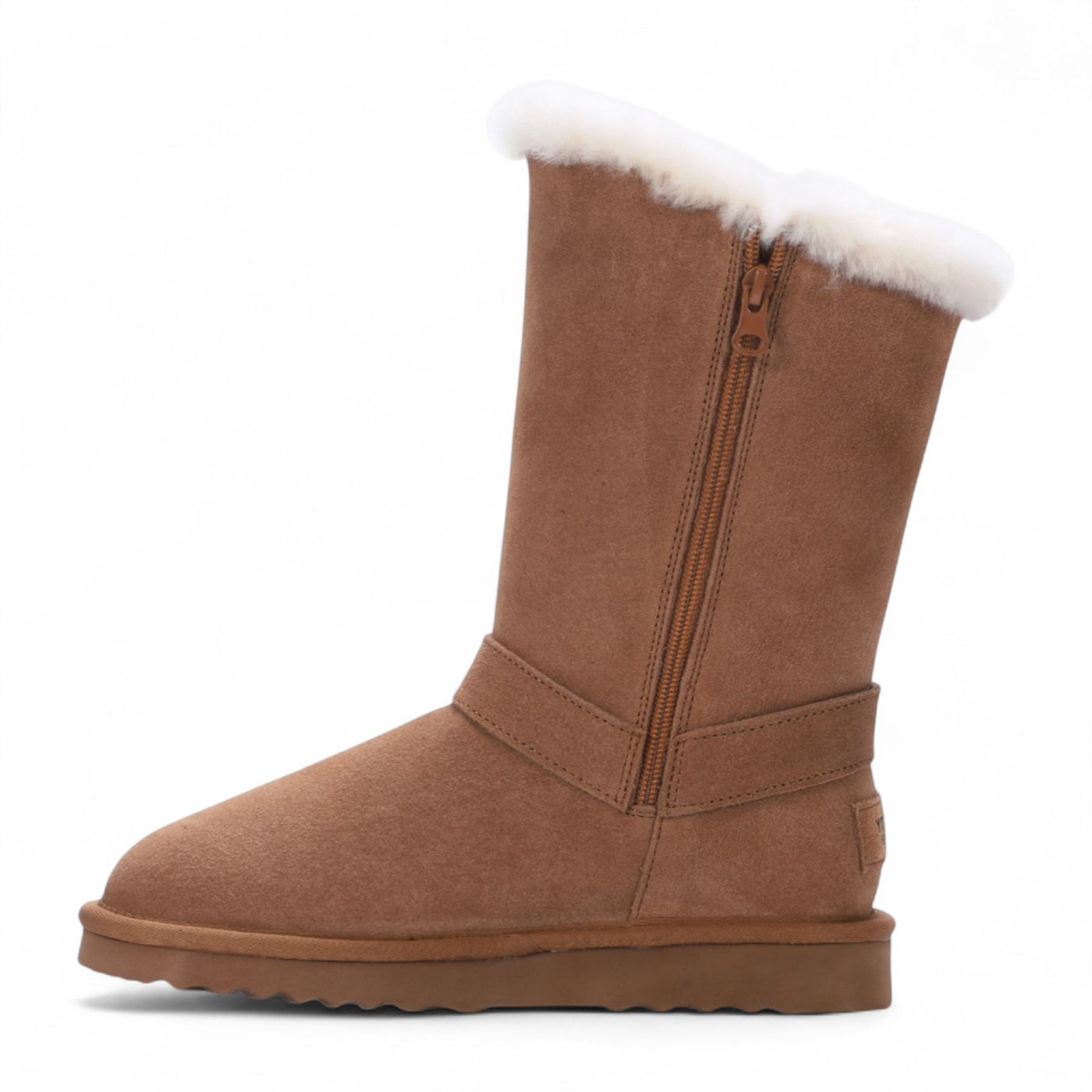 Women's Genuine Sheepskin Suede Calf Winter Warm Boots - Redwood