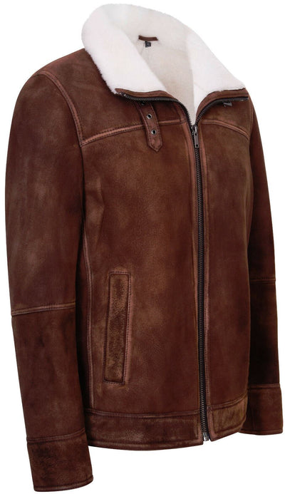 Mens Sheepskin Leather Harrington Bomber Jacket-Helston