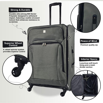 Lightweight Suitcases 4 Wheel Luggage Travel Cases Soft Bags Cabin Set