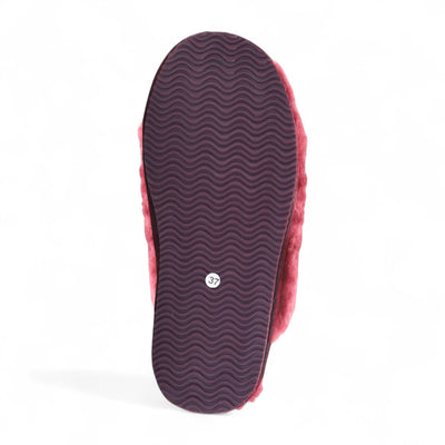 Women's Sheepskin Slippers Burgundy Warm Winter Fur Mule - Aurora