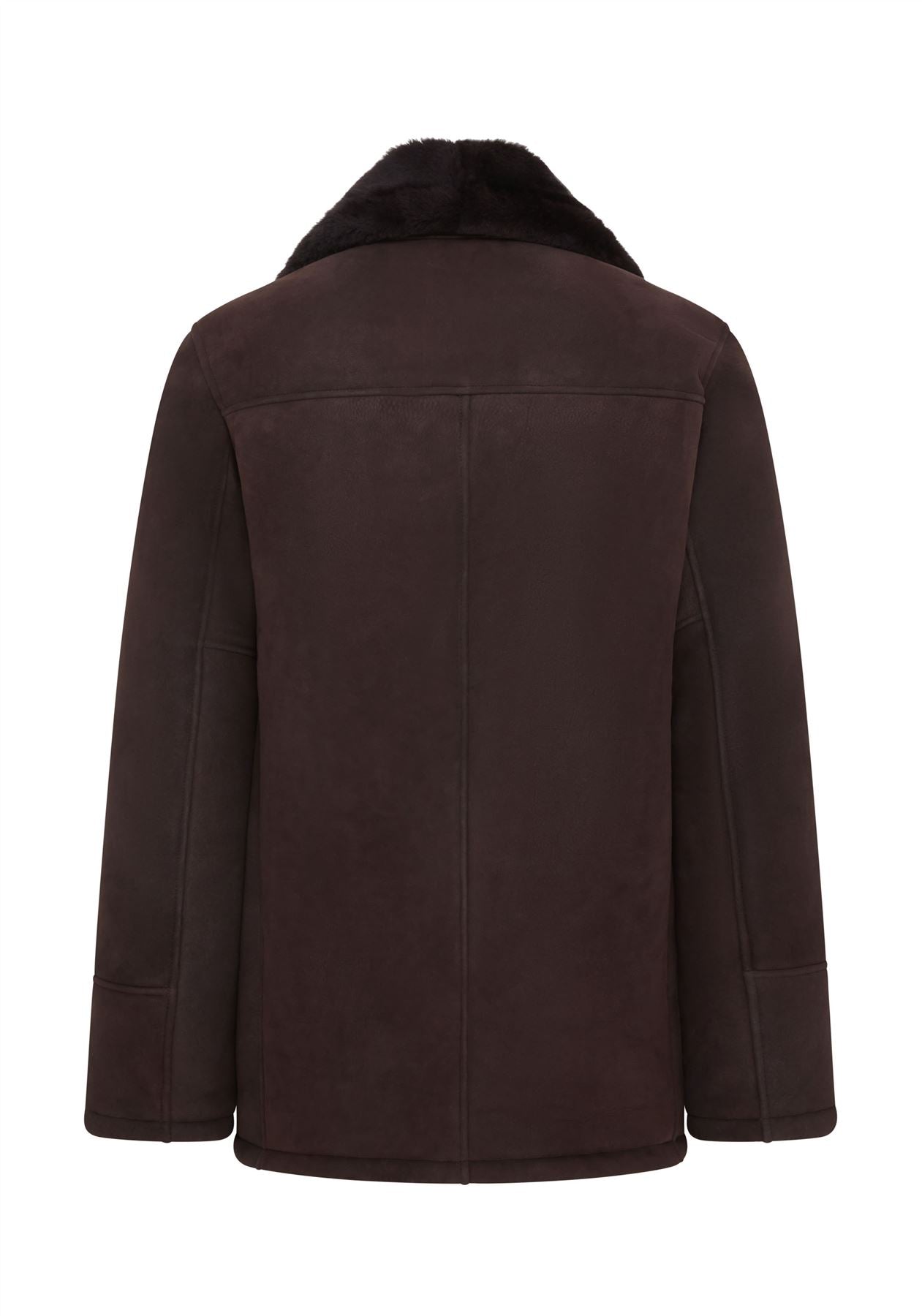 Mens Brown Shearling Sheepskin Car Coat - Elverum