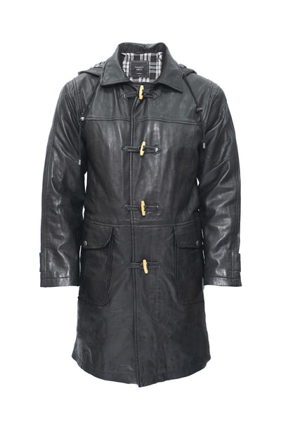 Mens Leather Duffle Classic Coat-Aylesbury