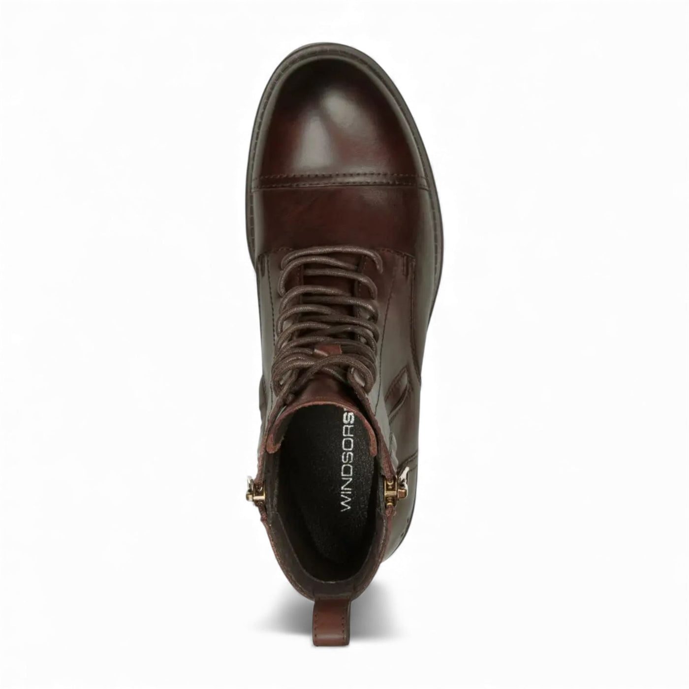 Windsorsmith Mens Marron Brown Leather Military Combat Boots - Willem