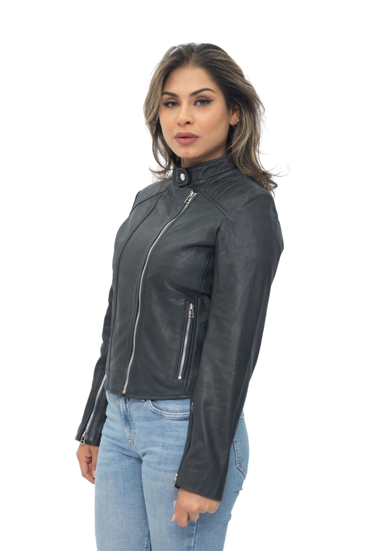 Damen Leder Bikerjacke-Celaya