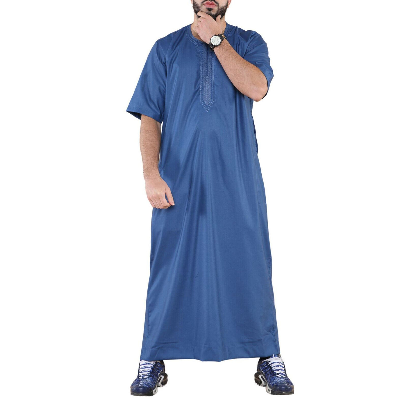 Mens Thobe Jubba Islamic Arab Moroccan Saudi Zipped Kaftan Arab Robe