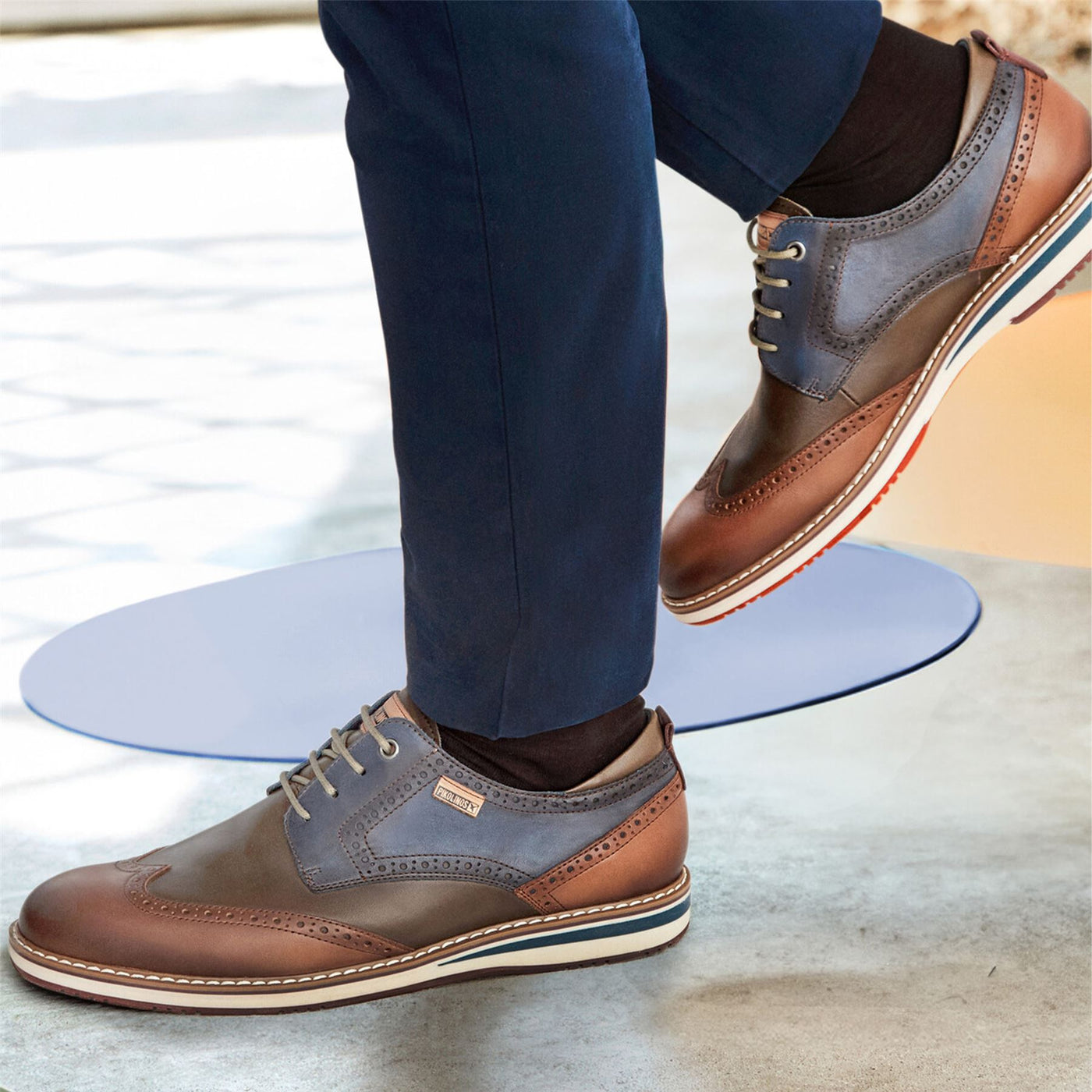 Pikolinos Men’s Brandy Brown Leather Brogue Lace-Up Oxford Shoes - Avila