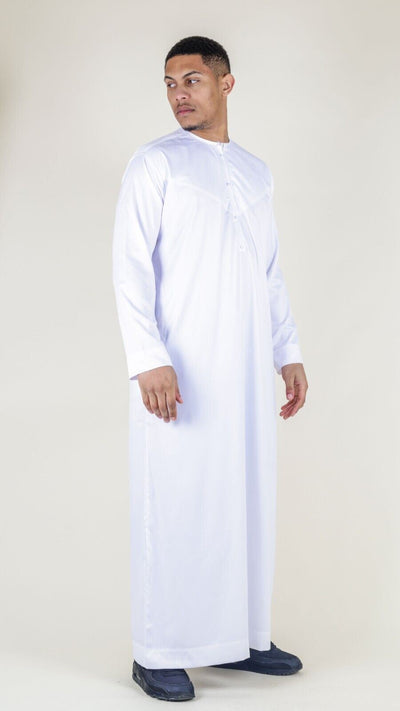 Men's Thobe Robe Satin Emirati Islamic Jubba Eid Slim Fit