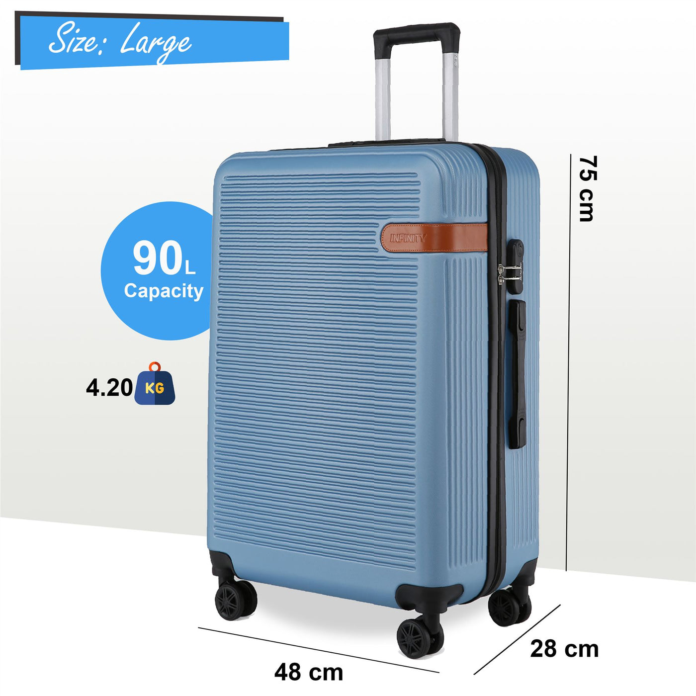 Hard Shell Classic Dual 4 Wheel Luggage Suitcase Set