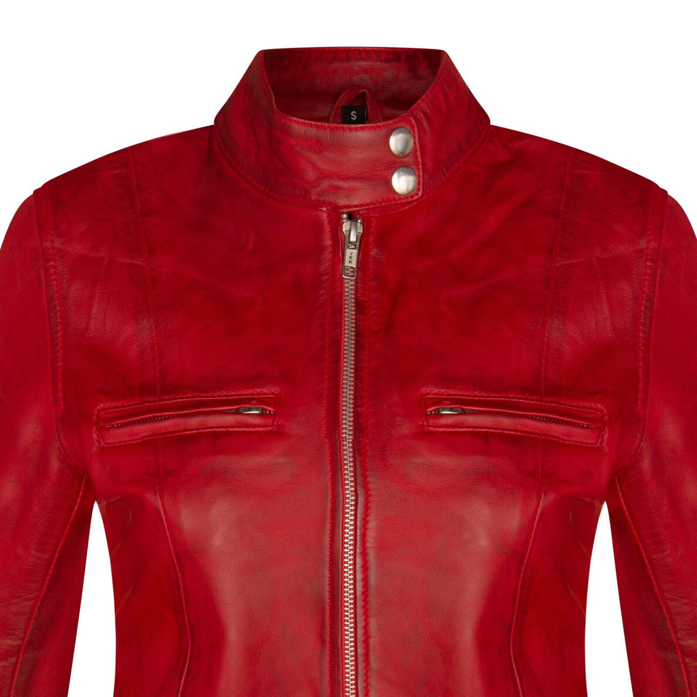 Women's Classic Leather Biker Jacket-Watford - Upperclass Fashions 