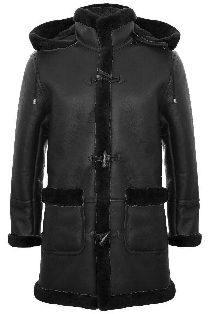 Mens Winter Sheepskin Hooded Duffle Coat-Helsinki – Infinity Leather