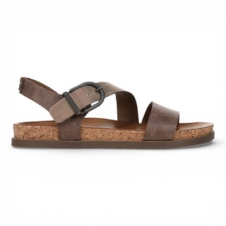 Blowfish Malibu Women's Brown Silver Footbed Strappy Flat Sandals - Lance
