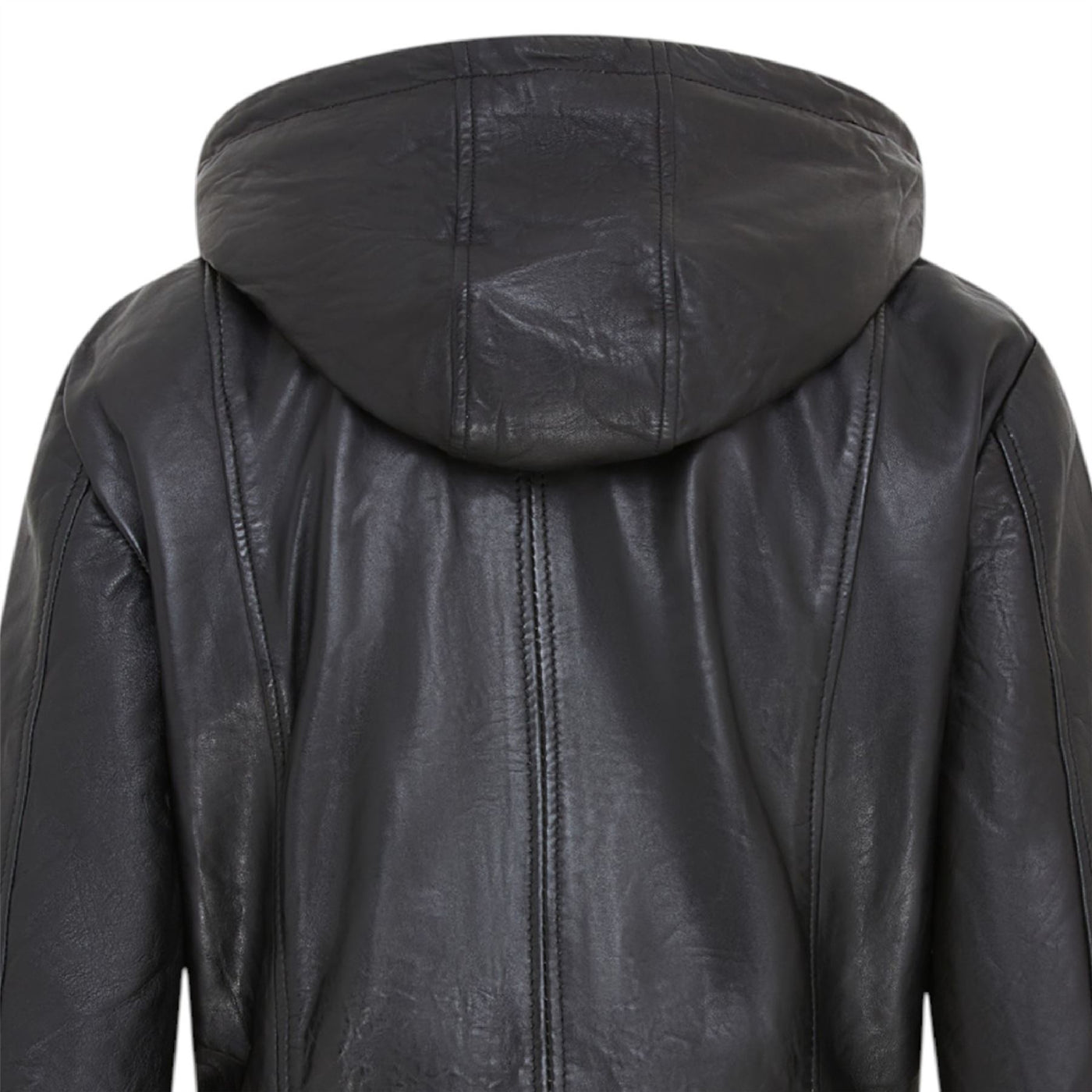 Women's Leather Parka Detachable Borg Hooded Trench Coat - Trekker