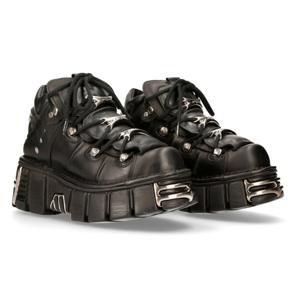 New Rock Black Gothic Ankle Boots-106-S1