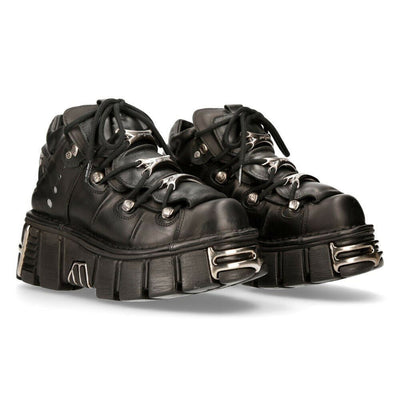 New Rock Black Gothic Ankle Boots-106-S1