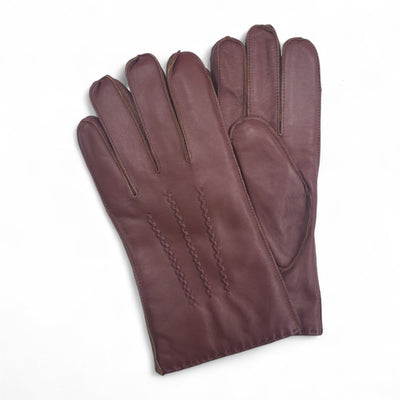 Men’s Italian Leather Warm Wool Lining Winter Stich Design Gloves - M-LGV-205
