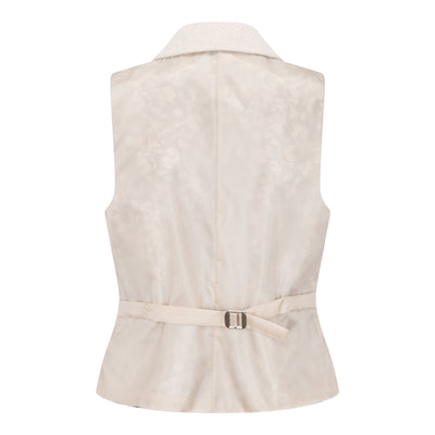 Women's Cream Tailored Fit Wool Blend Tweed Waistcoat