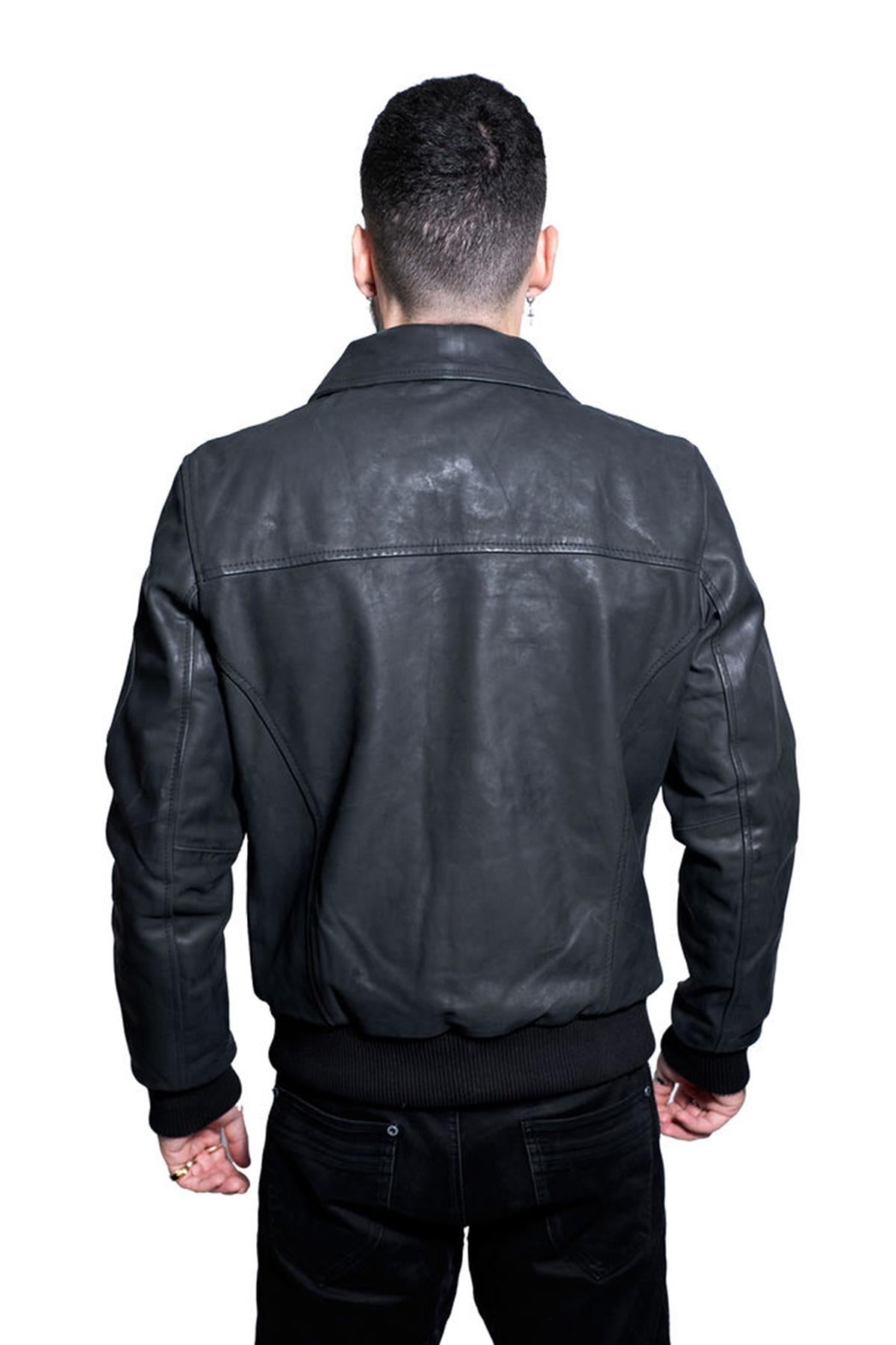 Mens A2 Cowhide Leather Bomber Jacket-Oslo