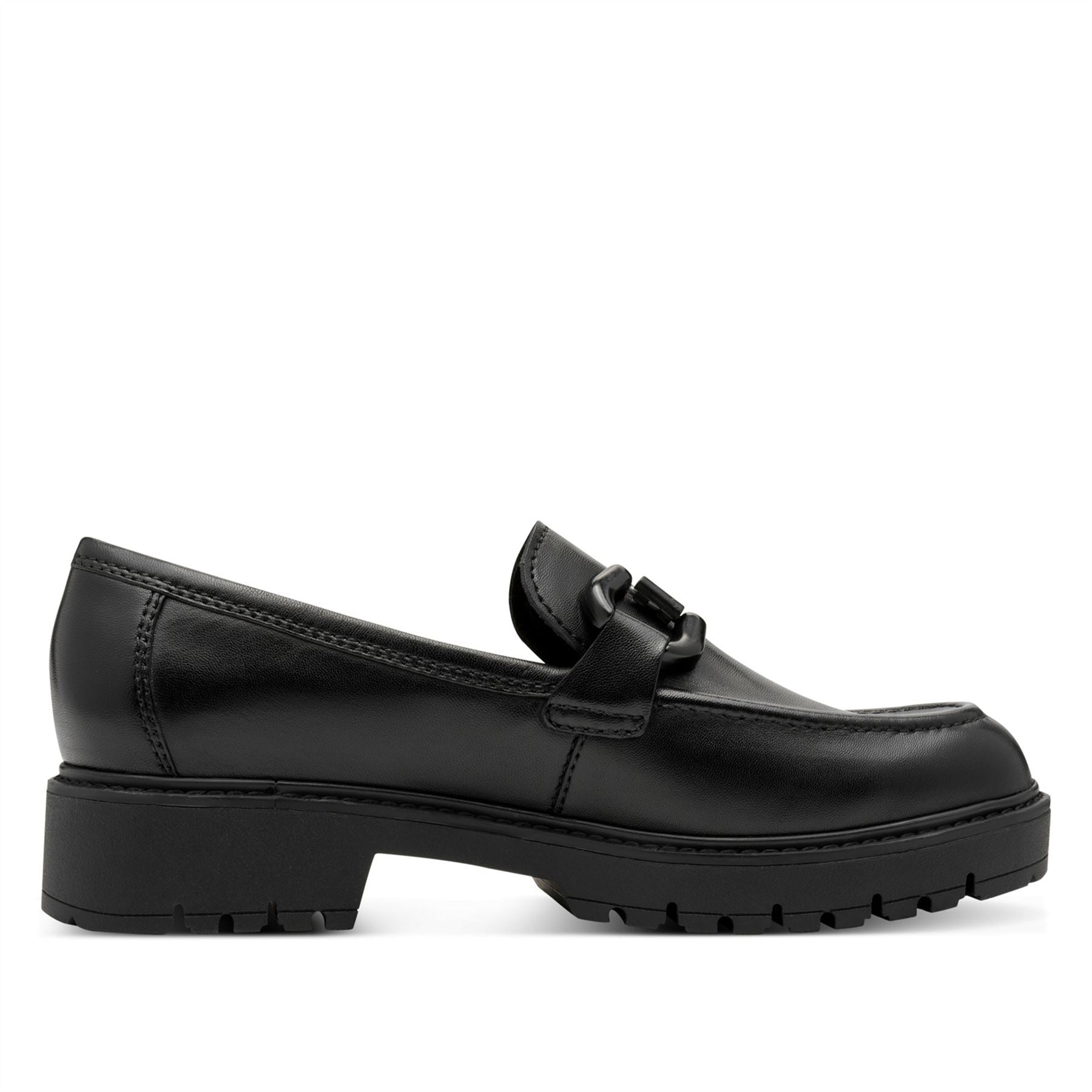 Tamaris Womens Black Leather Loafers Slip-On Platform Shoes – Infinity ...
