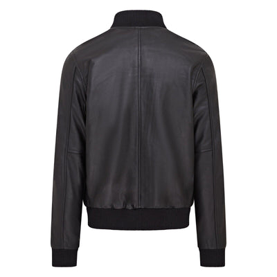 Mens Soft Leather MA-1 Varsity Bomber Jacket