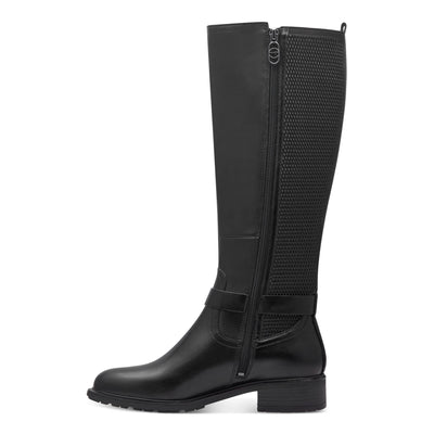 Tamaris Womens Black Leather Knee High Riding Boots