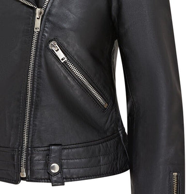 Womens Black Leather Brando Jacket - Chennai