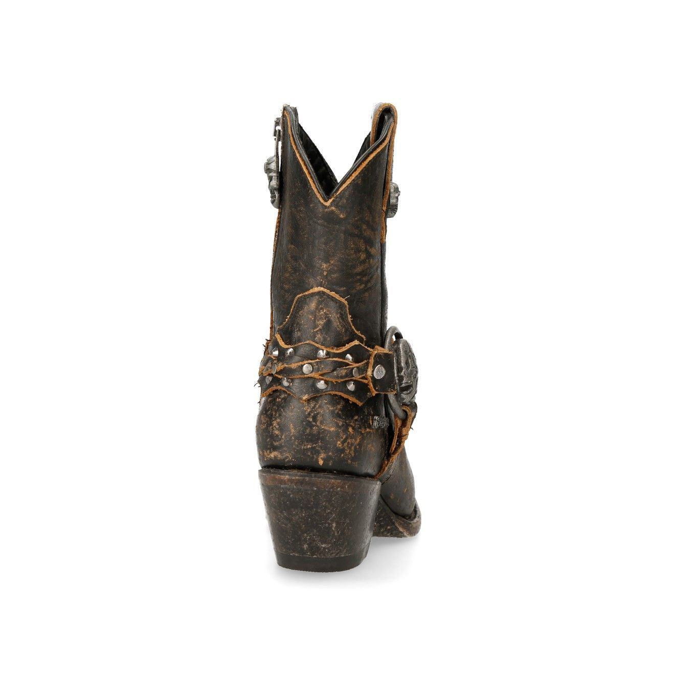 New Rock Brown Leather Pointed Cowboy Boots- WSTM005-S2