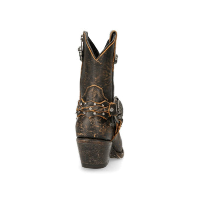 New Rock Brown Leather Pointed Cowboy Boots- WSTM005-S2