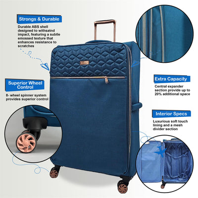 Cabin 4 Wheel Luggage Travel Soft Lightweight Bags