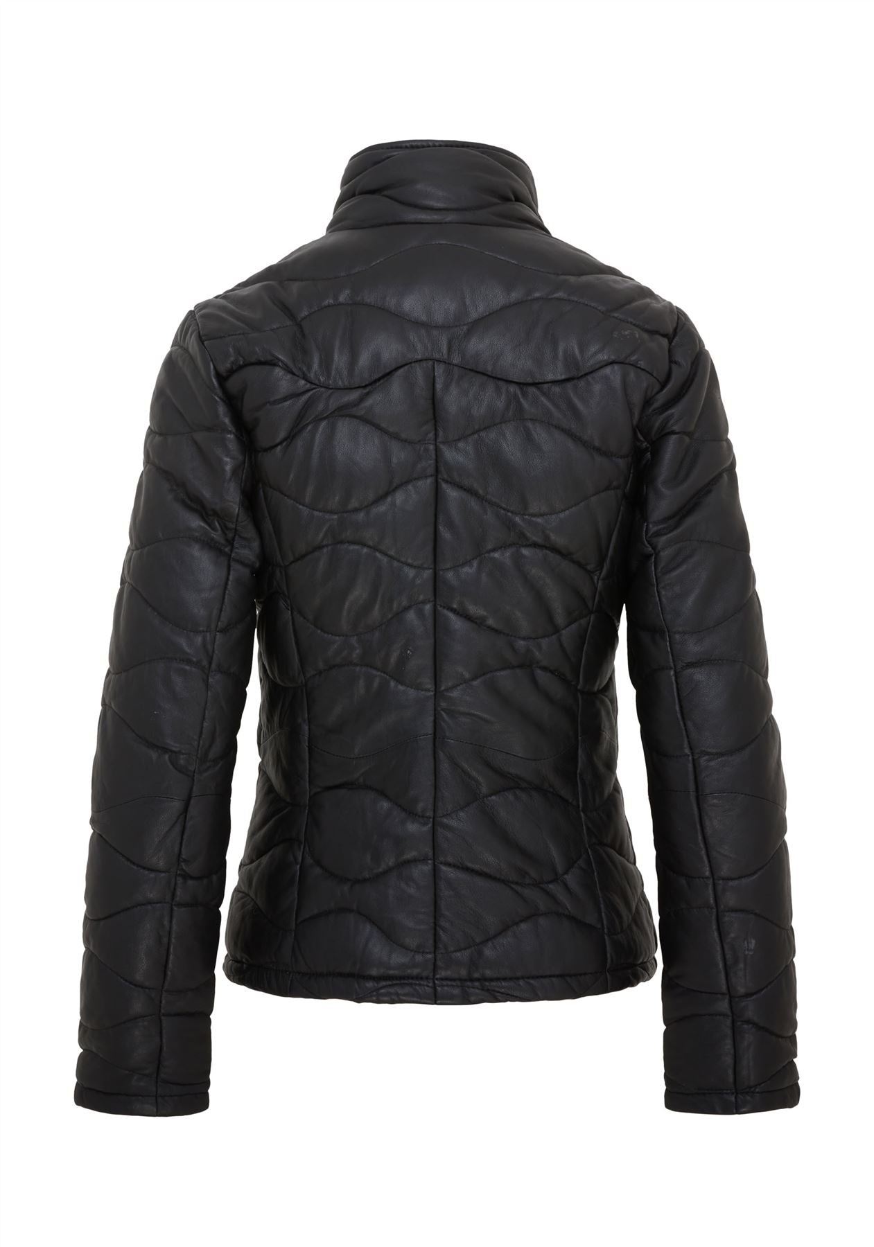 Womens Puffer Quilted Bomber Leather Jacket - Hamar