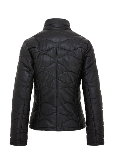 Womens Puffer Quilted Bomber Leather Jacket - Hamar