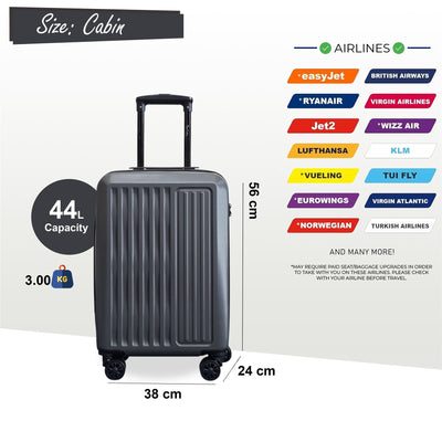 ABS Hard Shell Cabin 56 x 38 x 24 cm Suitcase Suitable for Easyjet, Ryanair