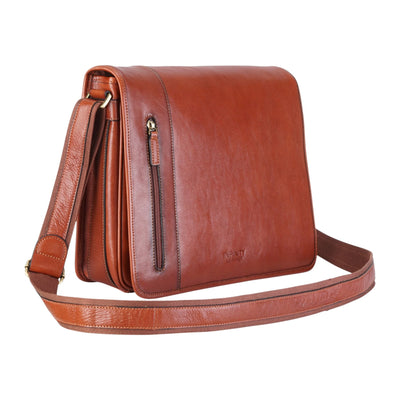 Genuine Leather Laptop Satchel Messenger Shoulder Bag - Astor