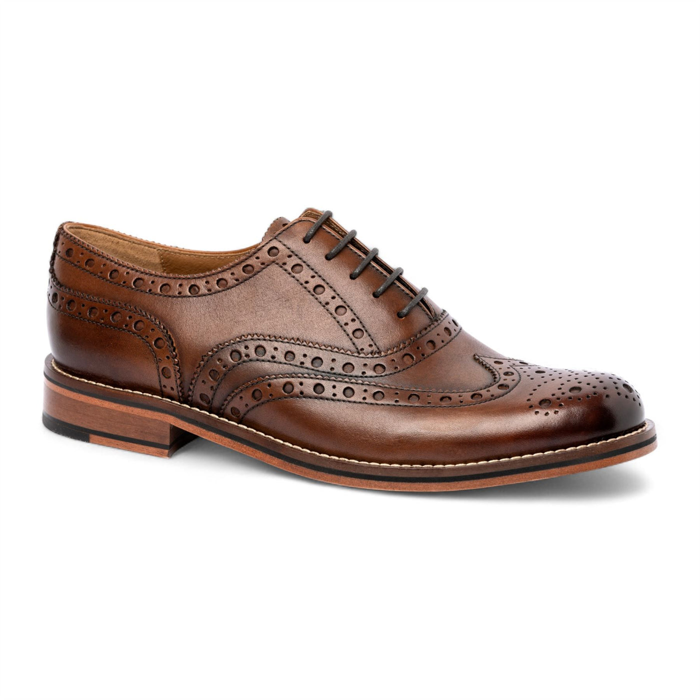 Chapman & Moore Men's Brown Leather Wingtip Brogue Oxford Office Shoes