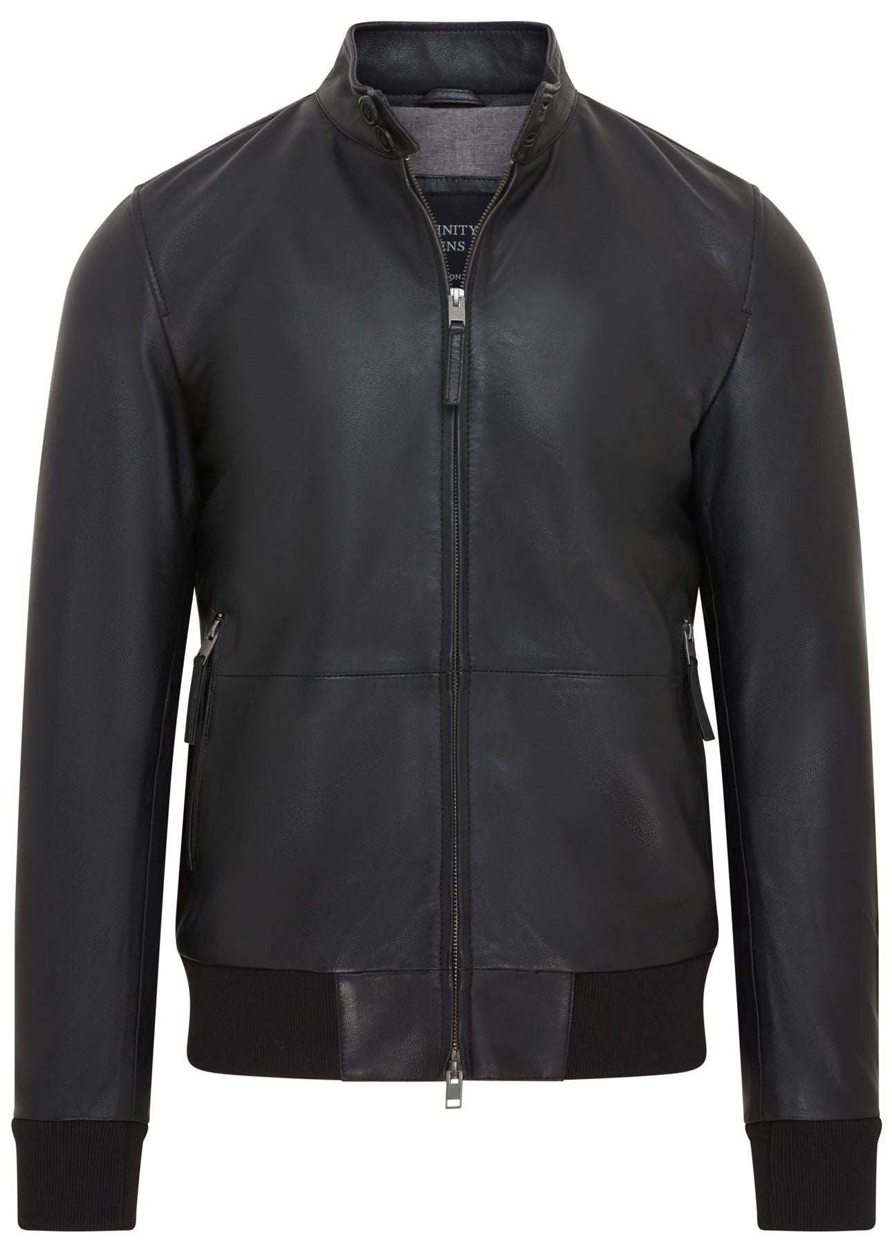 Mens Black Retro Leather Bomber Jacket -  Adak