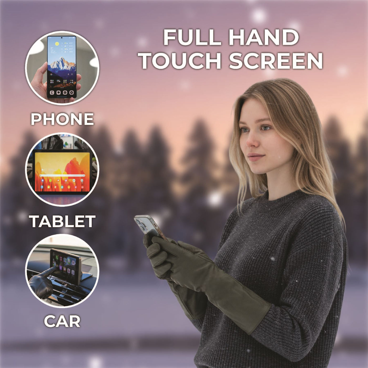 Womens Long Italian Leather Winter Soft Wool Lining Gloves