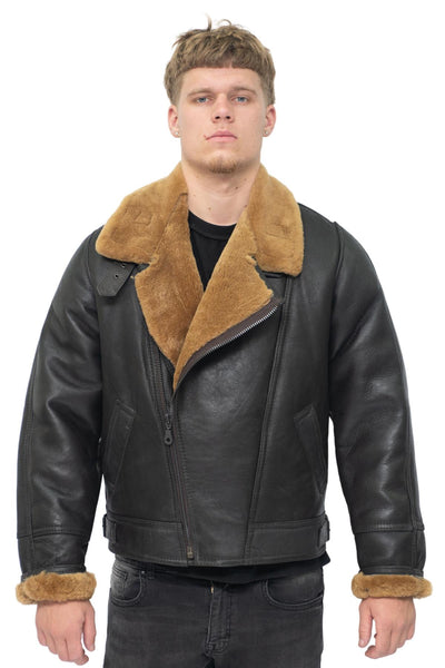 Mens Sheepskin Leather WW2 Bomber Jacket-Tucson