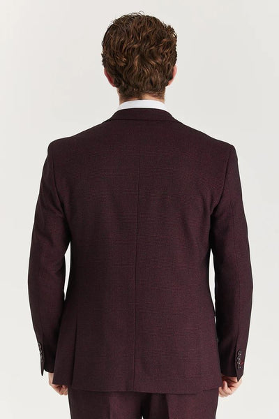 Men's Wine Suit Blazer Prince Of Wales Formal Blazer