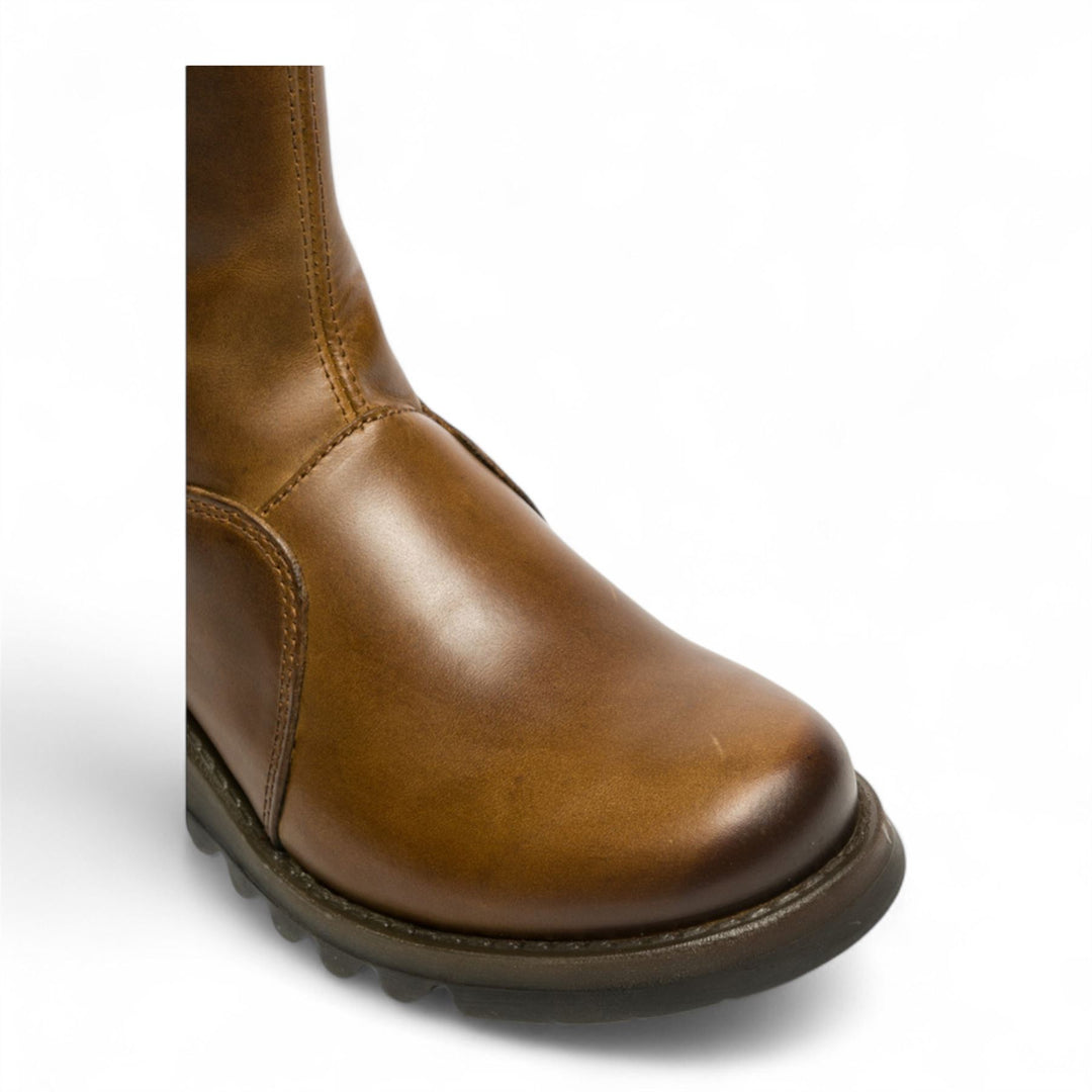 Fly London Womens Camel Brown MOL 2 Leather Wedge Heel Knee High