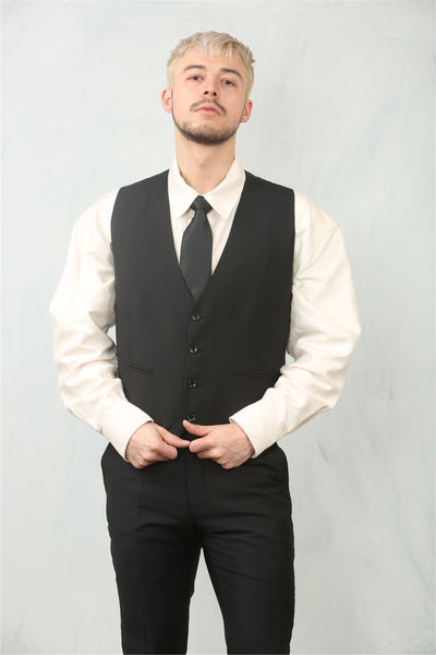Men's Black 3 Piece Formal Classic Prom Suit Workwear