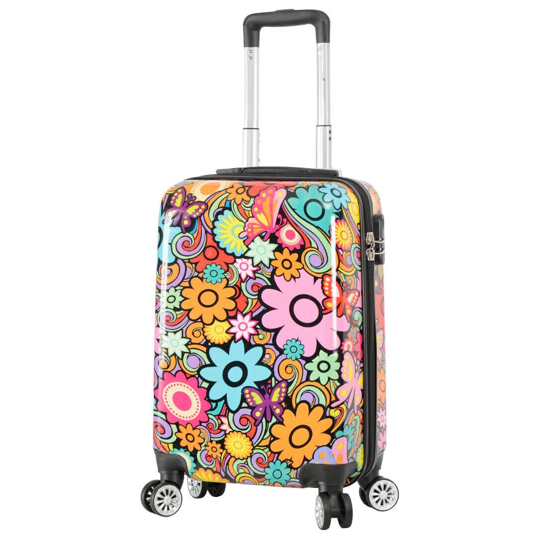 Printed Hard Shell Dual 4 Wheel Luggage Suitcase