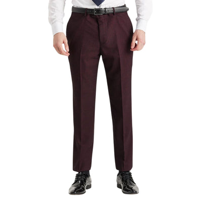 Men's Wine Suit Trouser Prince Of Wales Formal Trouser