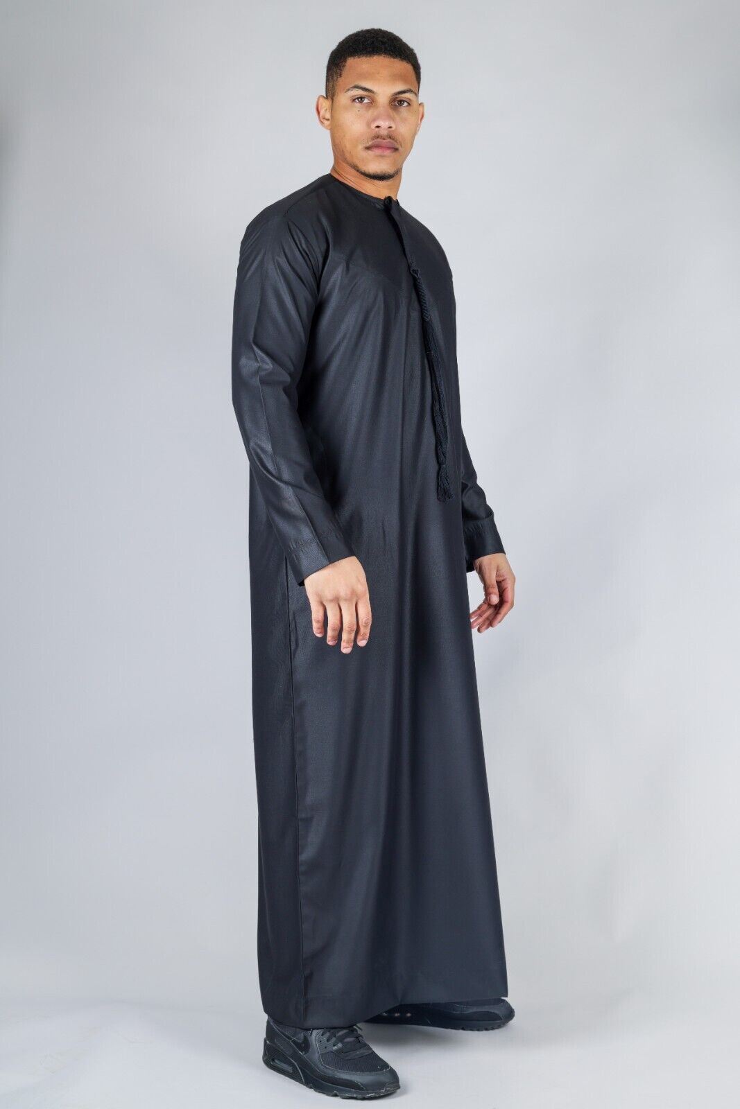 Men's Thobe Emirati Islamic Jubba Robe Eid Tassel Regular Fit