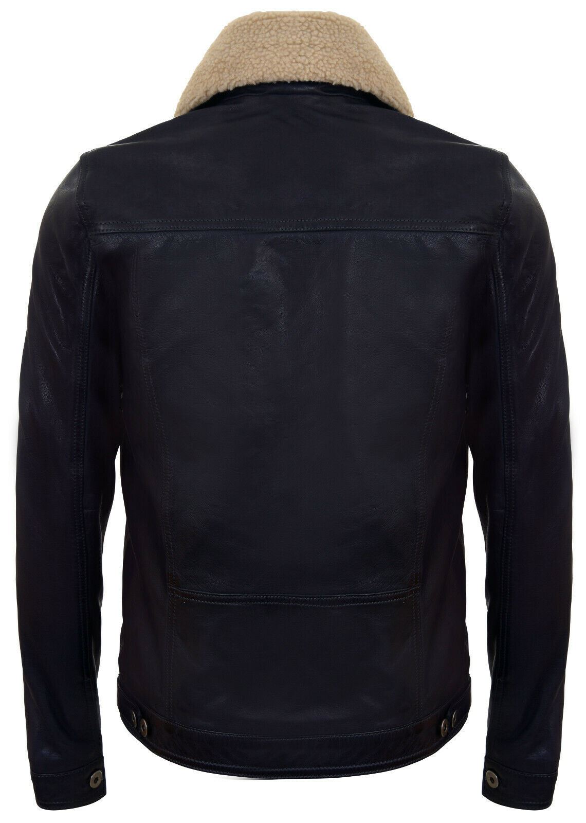 Mens Removable Collar Leather Trucker Jacket-Zagreb