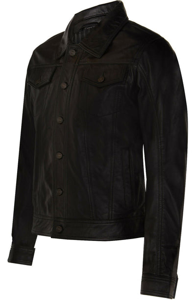 Men’s Retro Leather Trucker Jacket-Constantine