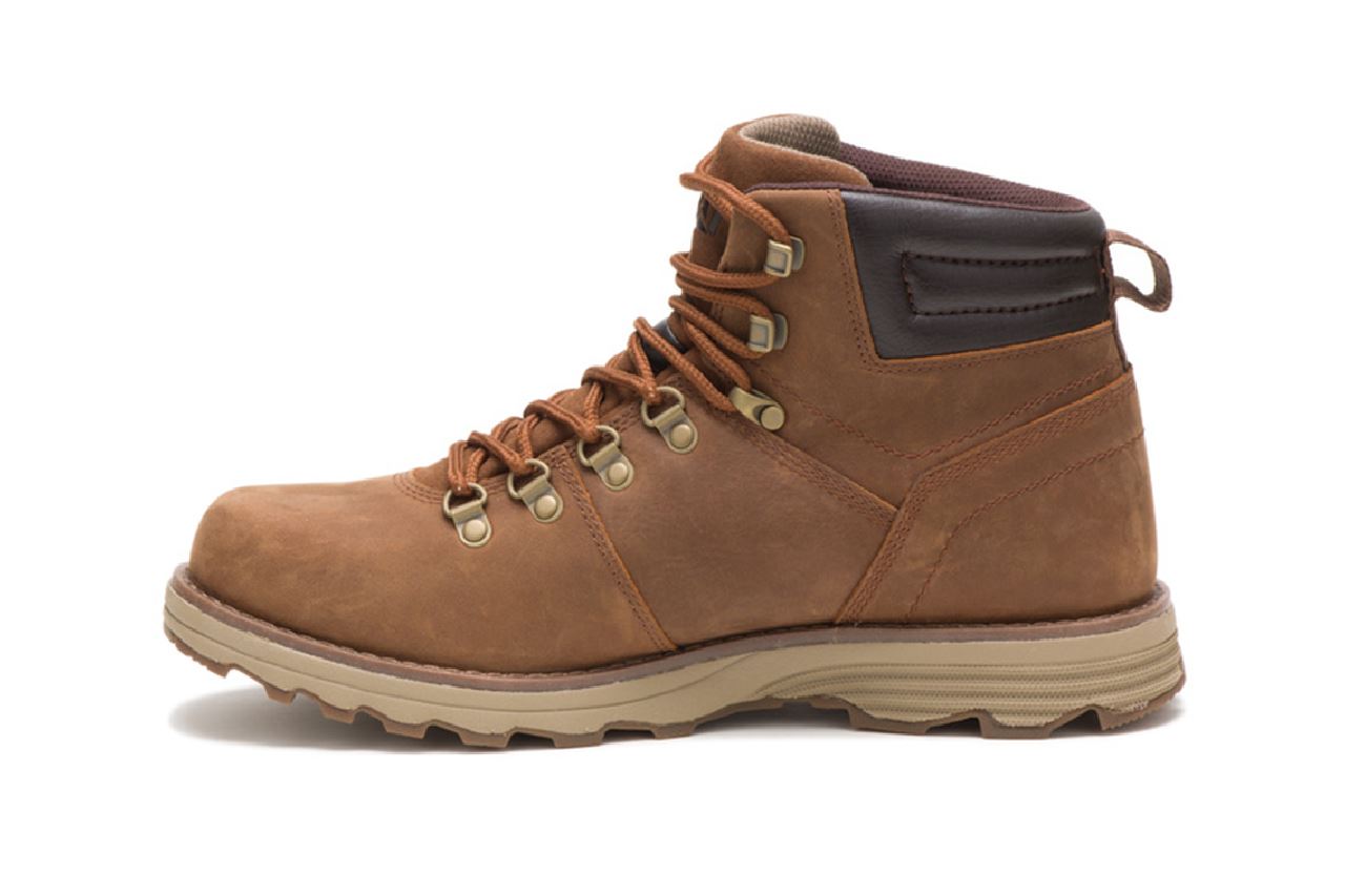 Caterpillar Mens Sire Waterproof Brown Sugar Leather CAT Work Boots