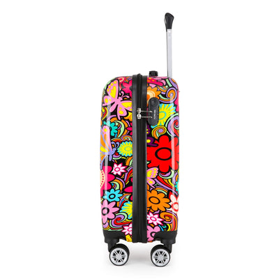 Hardside Shell Suitcase Set Printed Luggage Lightweight Cabin Travel Bag