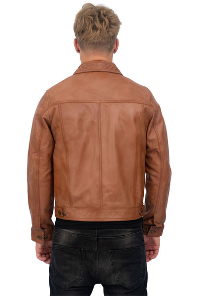 Men’s Retro Leather Trucker Jacket-Constantine