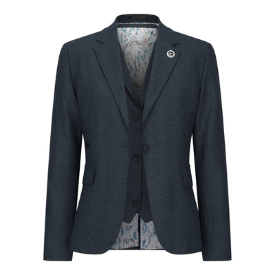Women's Olive Three-Piece Tailored Fit Suit in Prince of Wales Check