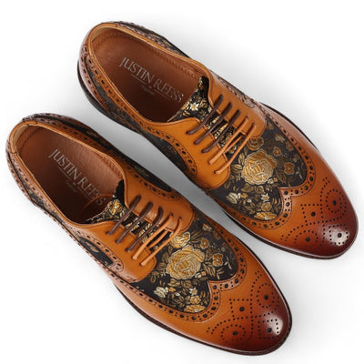 Justin Reess Men's Leather Floral Brogue Shoes - Ross